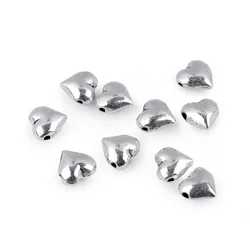 Kovinska kroglica srce 8x8 mm - srebrna (10 kosov)