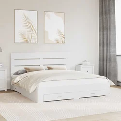 vidaXL Konstrukcija postelje Bela 180 x 200 cm Konstruiran les