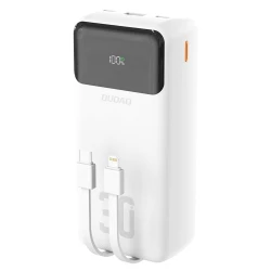 Power bank Dudao K15MAX 30000 mAh z vgrajenimi kabli in hitrim PD polnjenjem - bel