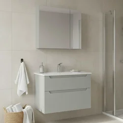 HANAH HOME Kupatilski ormarić sa umivaonikom i ogledalom (2 komada) Messina 85 v2 417