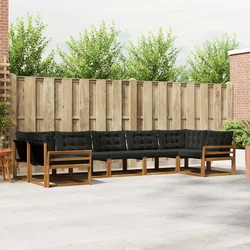 Set vanjskih sofa s jastukom 7 pcs Prirodna i crna