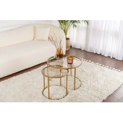 Hanah Home Klub sto-set Aurum, 60x60x43cm, 2 komada, Zlatne boje