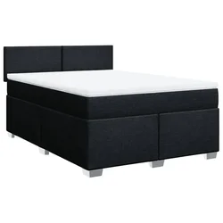 Vidaxl Box spring posteljni z vzmetnico črn 140x190 cm blago