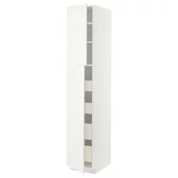 METOD / MAXIMERA Vis.el. s 2 vrata/4 fioke, bela/Veddinge bela, 40x60x220 cm