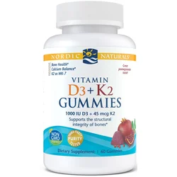 Vitamin D3+K2 Gummies, Pomegranate - 60 gummies