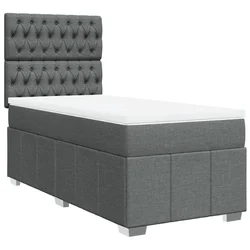 Vidaxl Box spring postelja z vzmetnico temno siva 100x200 cm blago