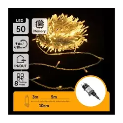 Aigostar - LED spoljašnji svetleći lanac 50xLED/8 funkcija 8m IP44 topla bela