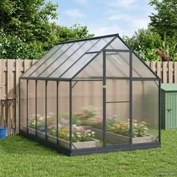 Vrtni staklenik s vratima Antracit 183,5 x 303,5 x 207 cm