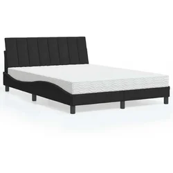 VIDAXL Postelja z vzmetnico črna 140x190 cm žamet