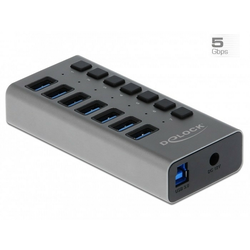 Delock Zunanje vozlišče USB SuperSpeed s 7 priključki   stikalo