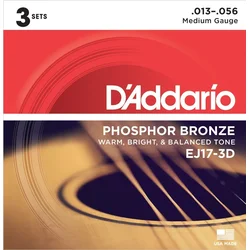 DAddario EJ17 Phosphor Bronze Medium 13-56 (3 Pack)