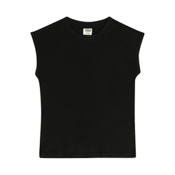 Girls organic T-shirt with extended shoulder black