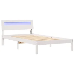 Vidaxl Konstrukcija postelje Bela 75 x 190 cm Masivno borovo les