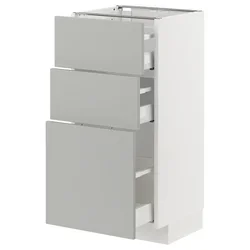 METOD / MAXIMERA Podni element s 3 fioke, bela/Havstorp svetlosiva, 40x37 cm