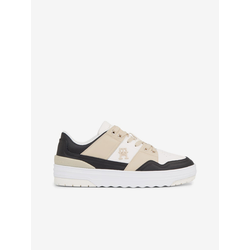 Beige-white womens leather sneakers Tommy Hilfiger Basket Sneaker LO