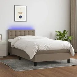 Vidaxl Box spring postelja z vzmetnico LED taupe 90x190 cm blago