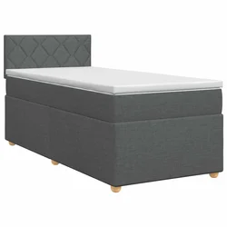 vidaXL Postelja boxspring z vzmetnico Temno siva 90 x 190 cm Blago