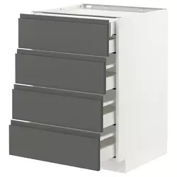 METOD / MAXIMERA Pod.ormar.4fronta/2donj/3sred.fioke, bela/Voxtorp tamnosiva, 60x60 cm