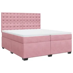 Vidaxl Box spring postelja z vzmetnico roza 200x200 cm žamet