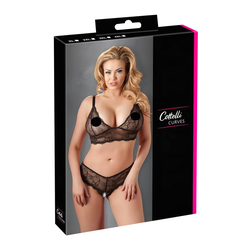Cottelli Plus Size - krajkový dvojkomplet (černý)