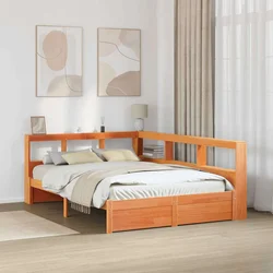 Krevet s policama s uzglavljem 2 pcs Vosak smeđa 200 x 150 cm