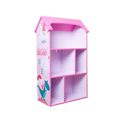 Kinder home dečija drvena polica za odlaganje igračaka i knjiga roze ( TF5810 )