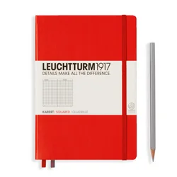 Notebook Medium (A5) Hardcover, Kocke, crveni