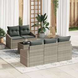 Set sofe s jastukom s jastukom 6 pcs Svijetlo siva poliratan