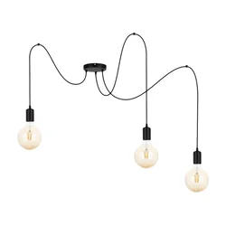 Luster na sajli MIROS 3xE27/60W/230V, pauk, crne boje