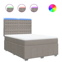 Vidaxl Box spring postelja z vzmetnico taupe 140x200 cm blago