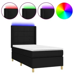 Vidaxl Box spring postelja z vzmetnico LED črna 80x200 cm blago
