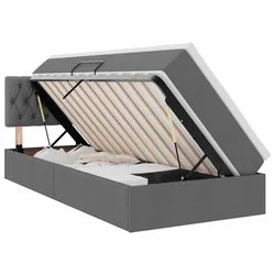 LED krevet za pohranu s madracem Tamnosiva 90 x 190 cm Tkanina