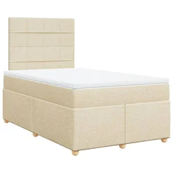 Vidaxl Box spring postelja z vzmetnico krem 120x200 cm blago