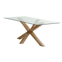 Dining table AGERBY 90x190 glass/oak