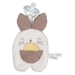 Chicco Igračka s držačem za dudu Zeko DouDou, 0m+, Krem-bijela