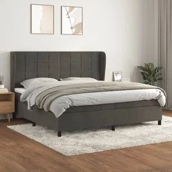 Vidaxl Box spring postelja z vzmetnico temno siva 200x200 cm žamet