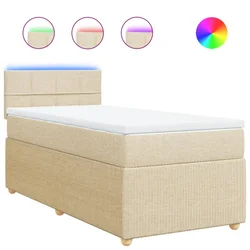 Vidaxl Box spring postelja z vzmetnico krem 100x200 cm blago