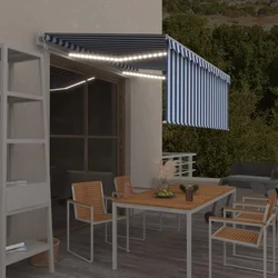 Automatska tenda s roletom i senzorom LED 3,5x2,5m plavo-bijela
