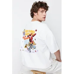 Trendyol Muška majica Tmnss24Ts00085, Bela