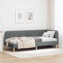 vidaXL Kotna postelja z vzglavjem Temno siva 80 x 200 cm blago