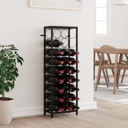 Stalak za vino za 27 boca crni 34 x 18 x 100 cm kovano željezo