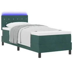 LED Box Spring Krevet s madracem Tamnozelena 80 x 200 cm Baršun
