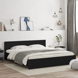 Vidaxl Posteljni okvir z vzglavjem črn 200x200 cm