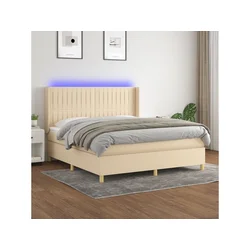 Krevet box spring s madracem LED krem 160x200 cm od tkanine