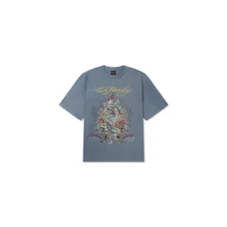 Ed Hardy Majica Dragon City Diamante modra