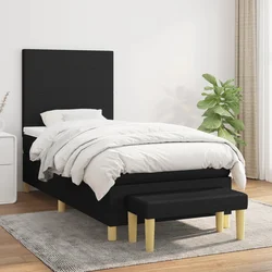 vidaXL Box spring postelja z vzmetnico črna 100x200 cm blago