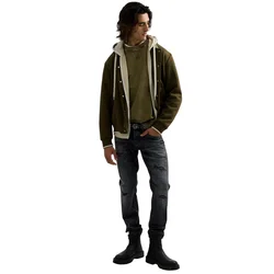 REPLAY Zeleni sweatshirt s raglan rukavima i acid wash efektom