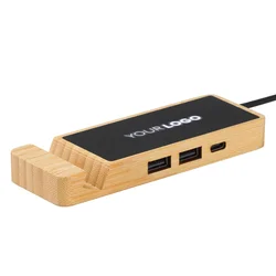 Pixo USB razdelnik Ennio sa držačem za telefon, Type-C ulaz, 2x USB + Type-C, Bež