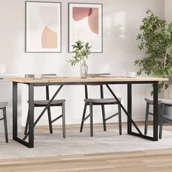 Blagovaonski stol O-oblika 180x90x75,5 cm od borovine i čelik
