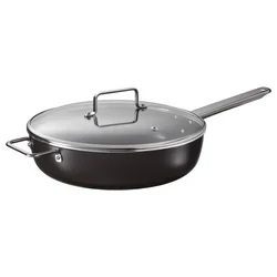 GULDÖRING Duboki tiganj s poklopcem, neprianjajući sloj staklo/Crnosiva, 28 cm